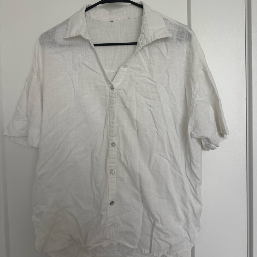 Casual White Button-Up Shirt
